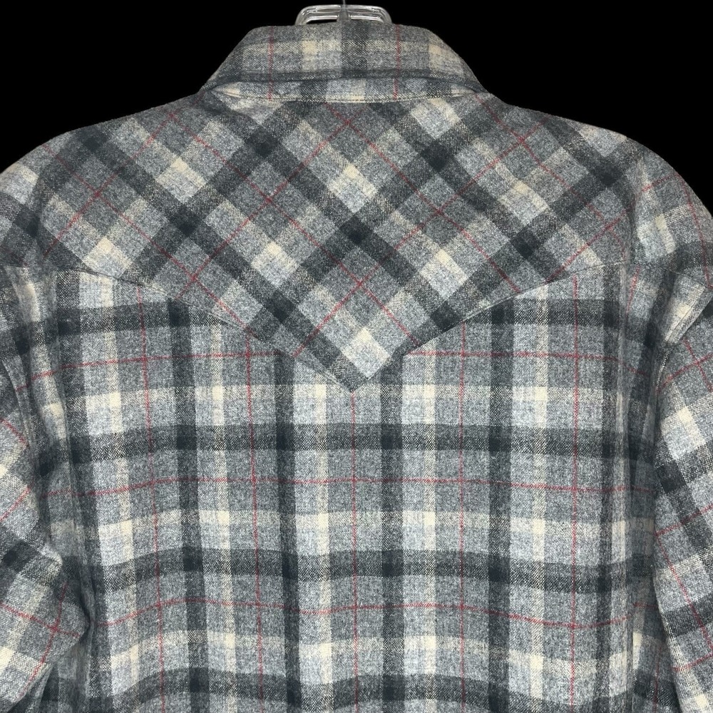 Vintage Pendleton High Grade Western Wear Plaid Wool Shirt Mens M Pearl Snap - Picture 5 of 8
